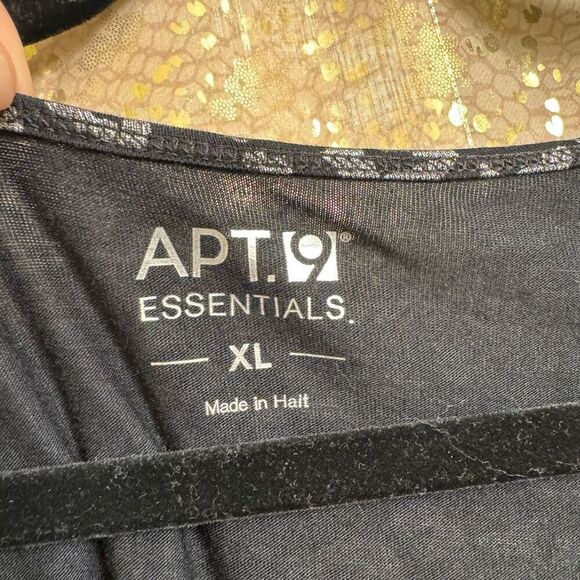 Apt. 9 Black Gold Metallic Cheetah Print Long Sleeve Rayon Stretchy Top XL NWT - Picture 4 of 6